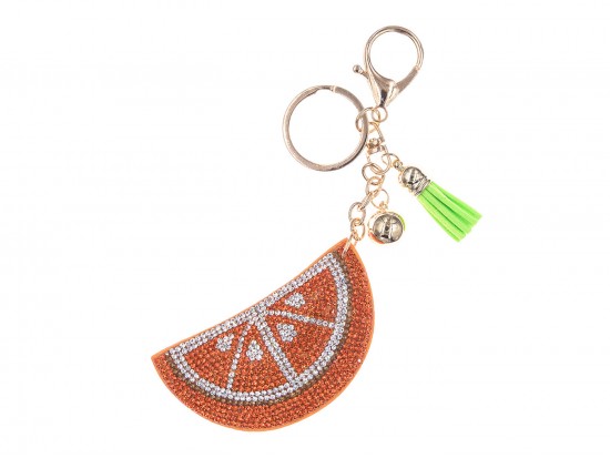 Orange Crystal Fruit Puffy Key Chain