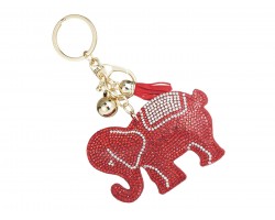 Red Elephant Crystal Puffy Key Chain