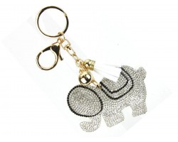 White Elephant Crystal Puffy Key Chain