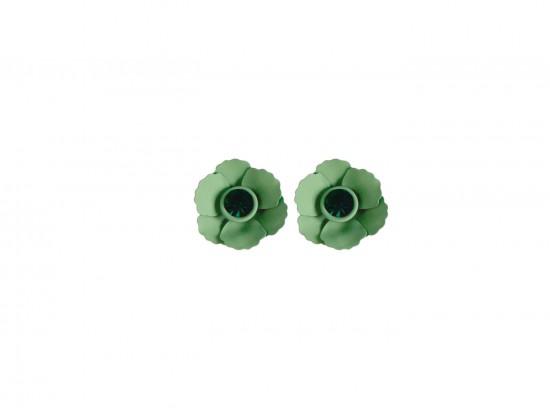 Green Crystal Pansey Flower Stud Post Earrings