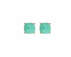 Mint Green Acrylic Cushion Shape Gold Post Earrings