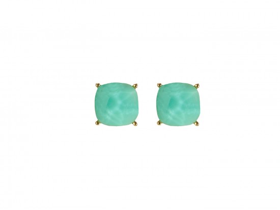 Mint Green Acrylic Cushion Shape Gold Post Earrings Mint Green Acrylic Cushion Shape Gold Post Earrings