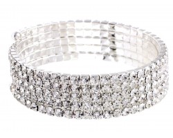 Silver Crystal Memory Wire Wrap Bracelet