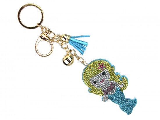 Multi Mermaid Crystal Puffy Key Chain