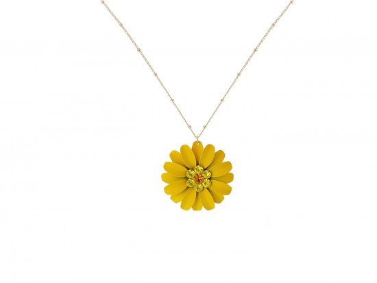 Orange Crystal Daisy Flower Gold Necklace. Orange Crystal Daisy Flower Gold Necklace.