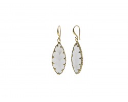 Gray Crystal Marquise Gold Hook Earrings