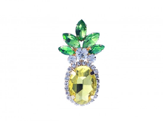 Yellow Crystal Pineapple Pin Brooch