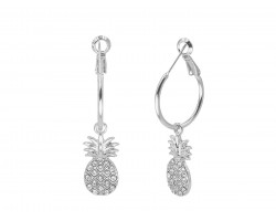Silver Pineapple Crystal Hoop Earrings