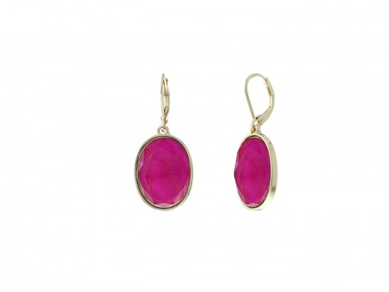 Fuchsia Oval Gold Euro Clip Earrings