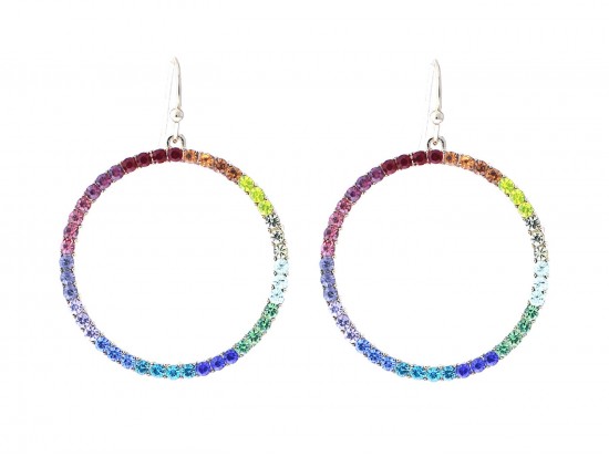 Gold Multi Crystal Circle Hook Earrings Gold Multi Crystal Circle Hook Earrings