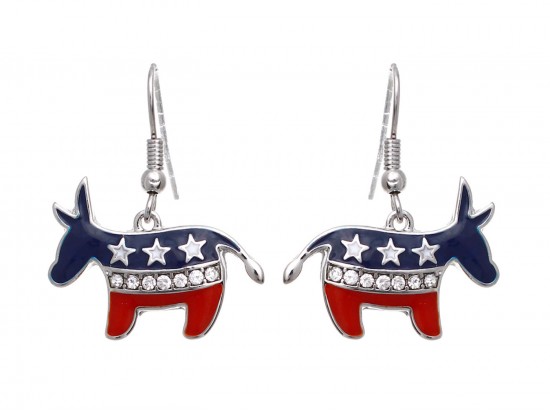 American Flag Donkey Hook Earrings