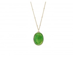 Peridot Green Oval Pendant Necklace