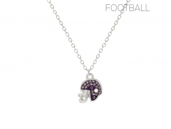 Purple Crystal Football Helmet Chain Necklace