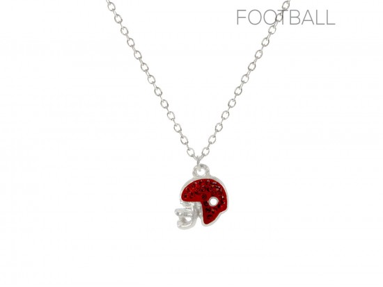 Red Crystal Football Helmet Chain Necklace