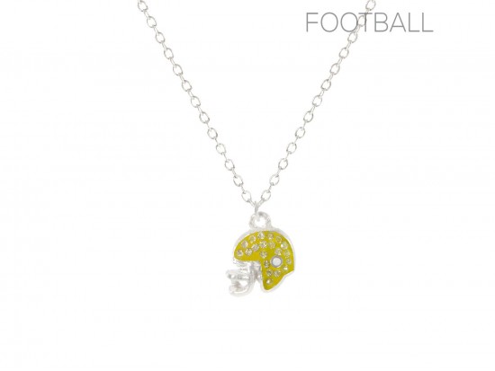 Yellow Crystal Football Helmet Chain Necklace