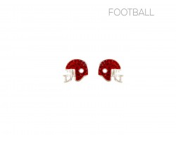 Red Crystal Football Helmet Post Earrings