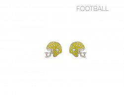 Yellow Crystal Football Helmet Post Earrings