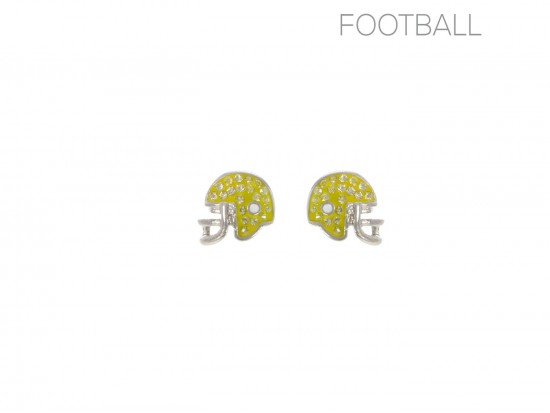 Yellow Crystal Football Helmet Post Earrings