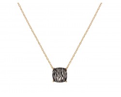Zebra Pattern Cushion Cut Pendant Necklace