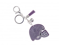 Purple Tanzinite Crystal Football Helmet Puffy Key Chain