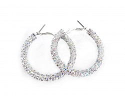 AB Clear Crystal Silver 40mm Hoop Post Earrings