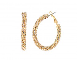 AB Clear Crystal Gold 40mm Hoop Post Earrings