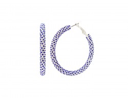 Blue Clear Crystal 50mm Hoop Post Earrings