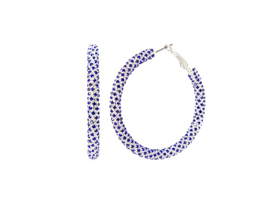 Blue Clear Crystal 50mm Hoop Post Earrings