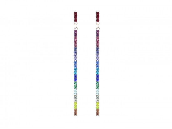 Multi Crystal Tassel Gold Post Earrings