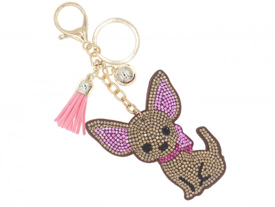 Brown Chihuahua Dog Ribbon Key Chain