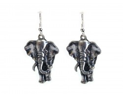 Silver Elephant Hook Earrings