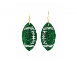 Green Football Crystal Puffy Hook Earrings
