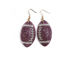 Purple Football Crystal Puffy Hook Earrings
