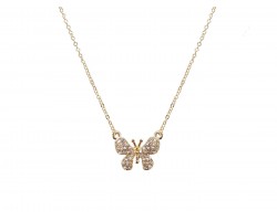 Gold Crystal Butterfly Chain Necklace