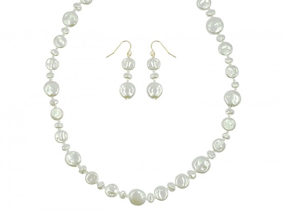 Pearl Coin Beads Knot Necklace Set