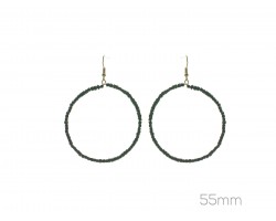 Black Cube Bead 55mm Hoop Hook Earrings