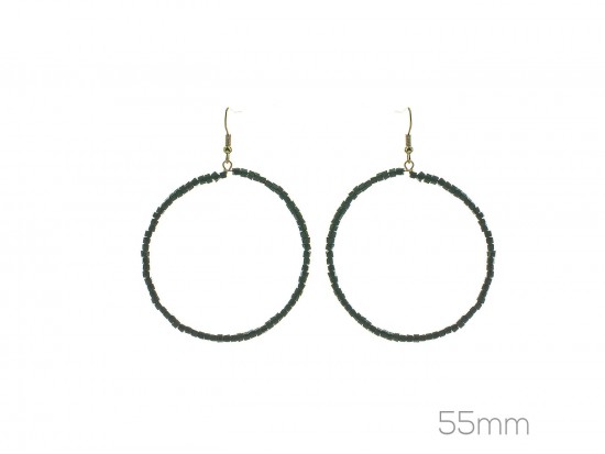 Black Cube Bead 55mm Hoop Hook Earrings