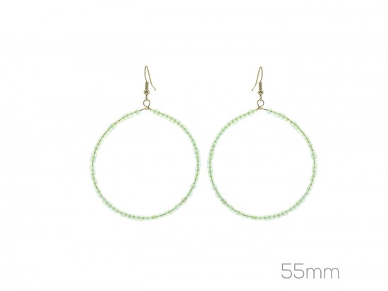 Green Peridot Cube Bead 55mm Hoop Hook Earrings