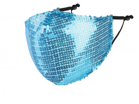 Light Blue Sequin Face Mask