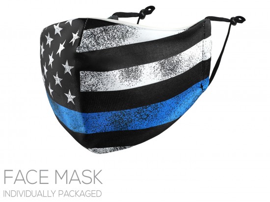 Blue Line Flag Distressed Face Mask