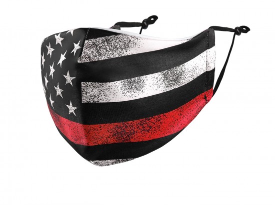 Red Line Flag Distressed Face Mask