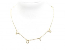 Gold Crystal VOTE Chain Necklace