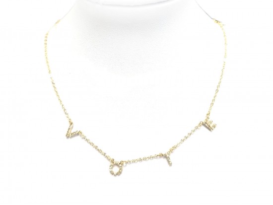 Gold Crystal VOTE Chain Necklace Gold Crystal VOTE Chain Necklace