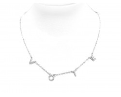 Silver Crystal VOTE Chain Necklace