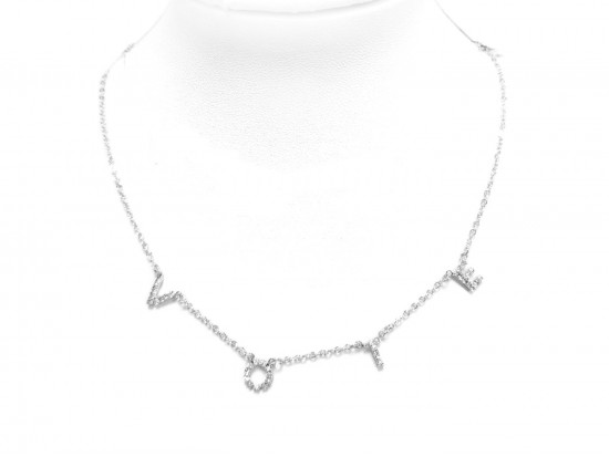 Silver Crystal VOTE Chain Necklace
