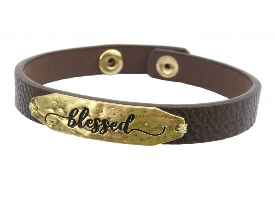 Blessed Gold Brown Leather Bracelet Blessed Gold Brown Leather Bracelet