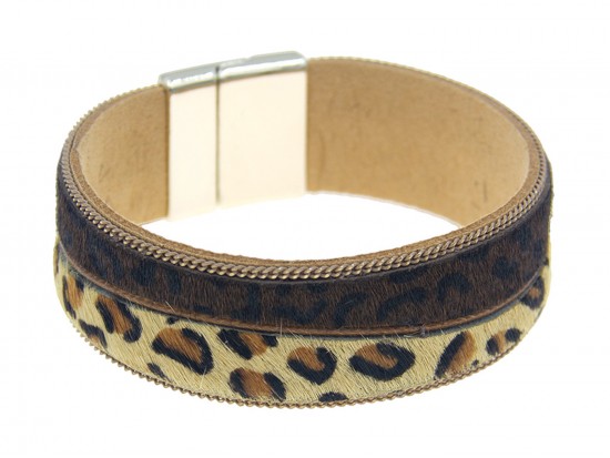 Brown Leopard Print Leather Magnetic Bracelet Brown Leopard Print Leather Magnetic Bracelet