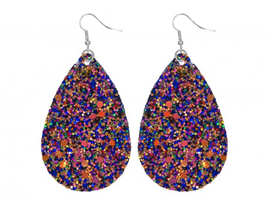 Dark Multi Glitter Teardrop Hook Earrings Dark Multi Glitter Teardrop Hook Earrings