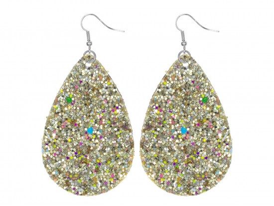 Gold Glitter Teardrop Hook Earrings Gold Glitter Teardrop Hook Earrings