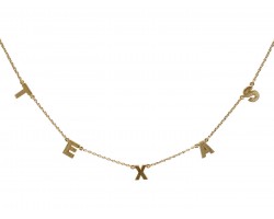 Gold Word Texas Station Necklace
